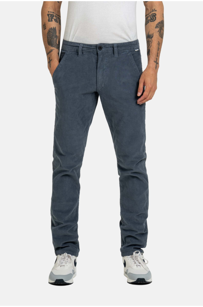 Flex Tapered Chino Baby Cord Grey Blue