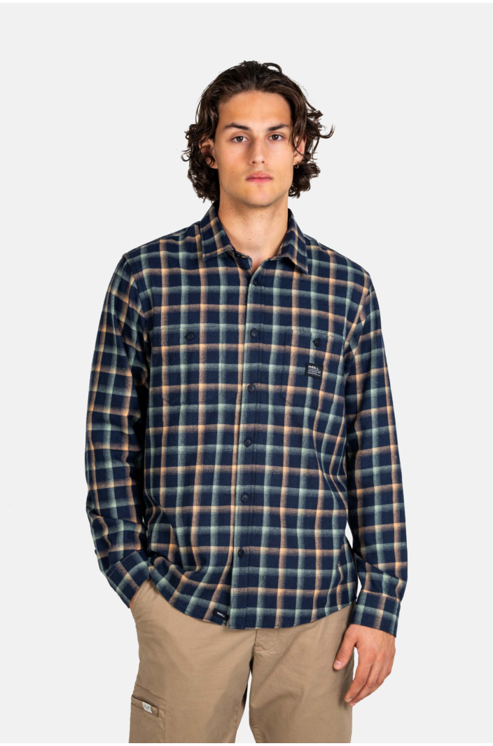 Alvar Check Shirt Navy/Green/Orange