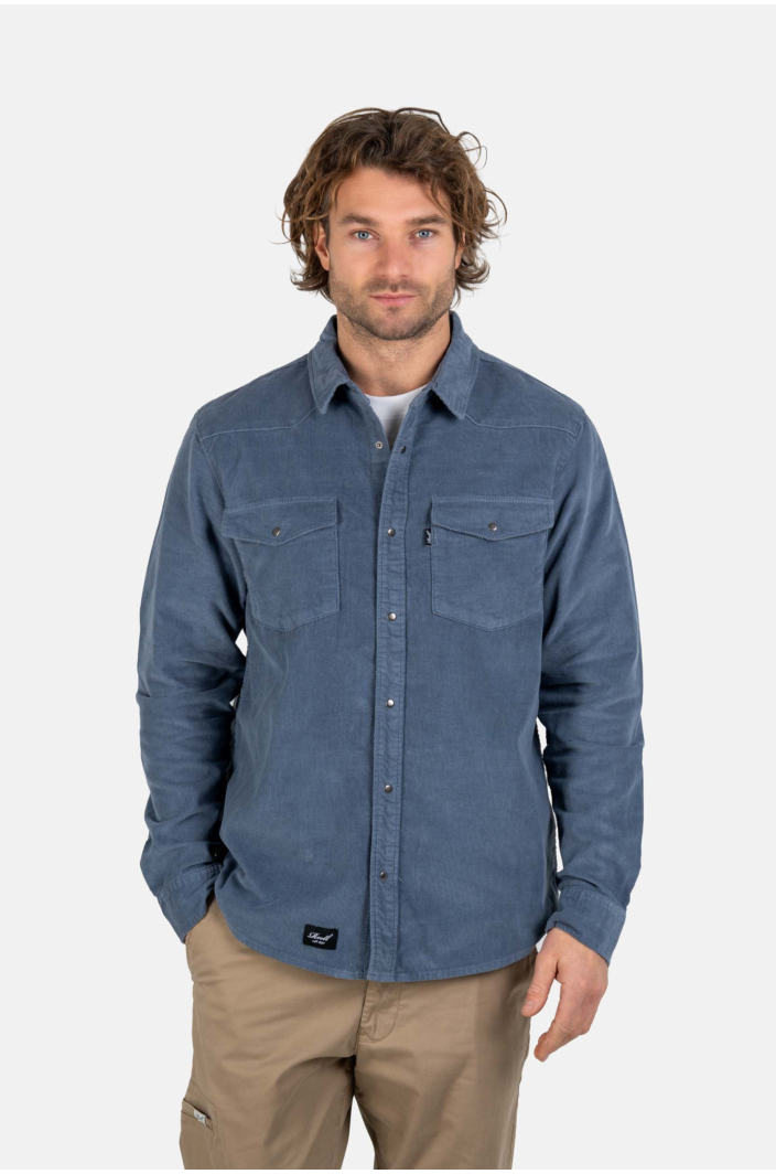 Western Cord Shirt Grey Blue