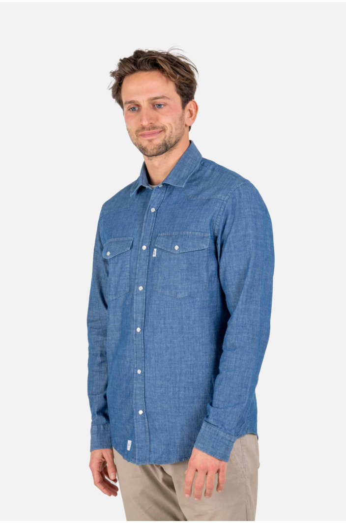 Western Shirt Mid Blue Wash