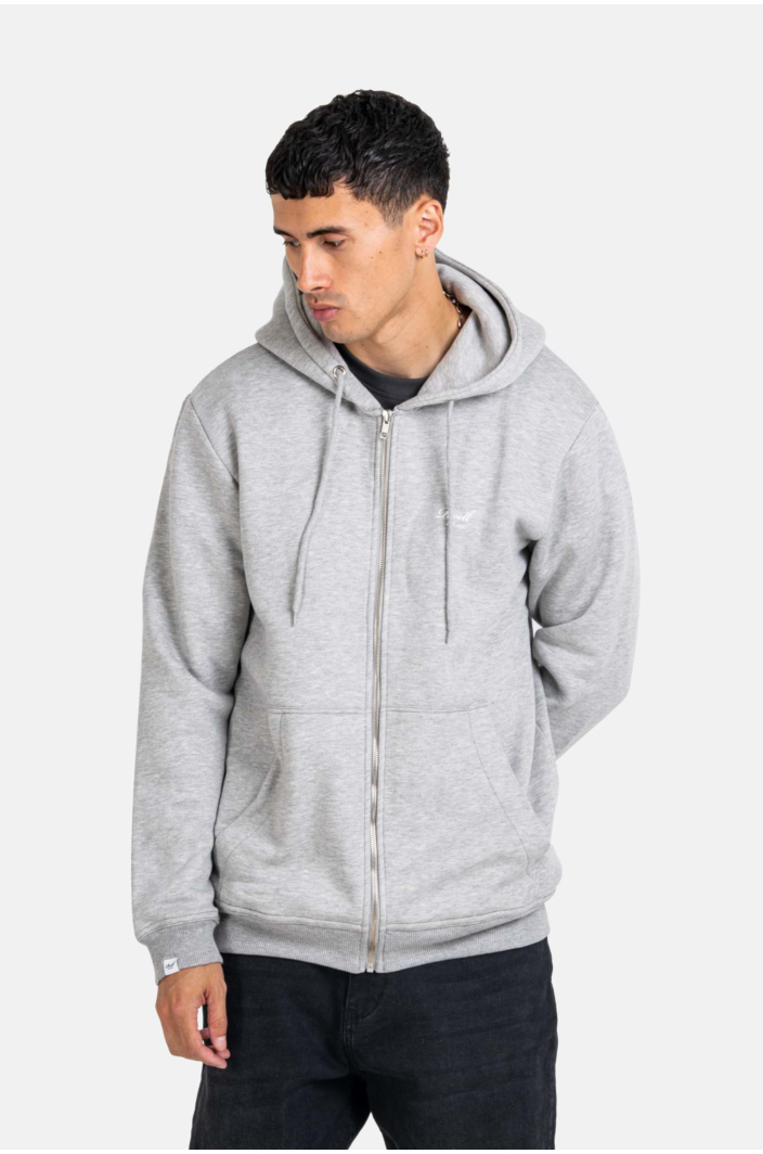 Staple Logo Zip Hoodie Grey Melange