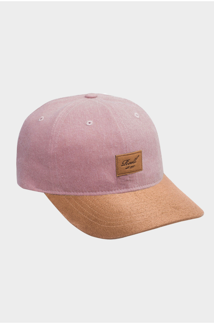 Curved Suede Cap, Greyish Pink Slub